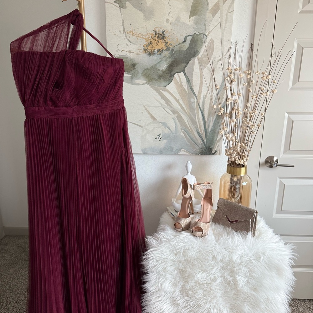 ASOS Burgundy One-Shoulder Maxi Dress